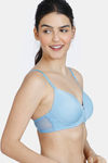 Zivame Beautiful Basics Padded Non Wired 3/4Th Coverage T-Shirt Bra - Dusk Blue — thumbnail 3