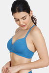 Zivame Dancing Queen Padded Non Wired 3/4th Coverage T-Shirt Bra - Vallarta Blue — thumbnail 3