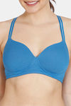 Zivame Dancing Queen Padded Non Wired 3/4th Coverage T-Shirt Bra - Vallarta Blue — thumbnail 4