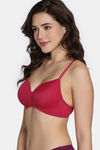 Zivame Glitter Straps Padded Non Wired 3/4th Coverage T-Shirt Bra - Cerise — thumbnail 4