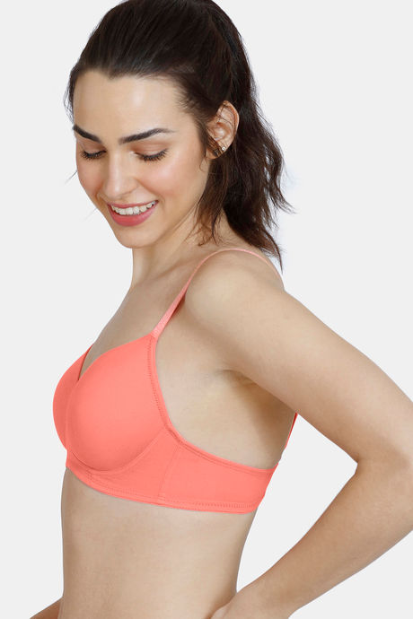 Zivame Glitter Straps Padded Non Wired 3/4th Coverage T-Shirt Bra - Coral — image 4