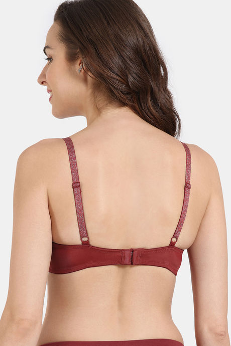 Zivame Glitter Straps Padded Non Wired 3/4Th Coverage T-Shirt Bra - Maroon — image 3