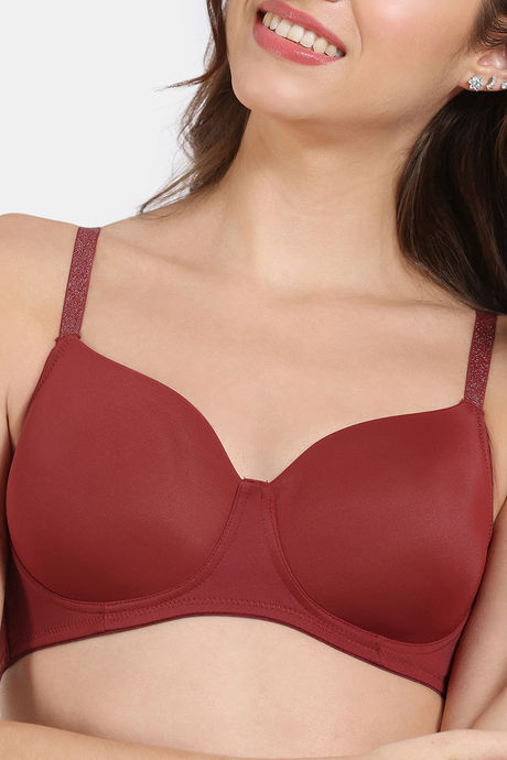 Zivame Glitter Straps Padded Non Wired 3/4Th Coverage T-Shirt Bra - Maroon — image 5