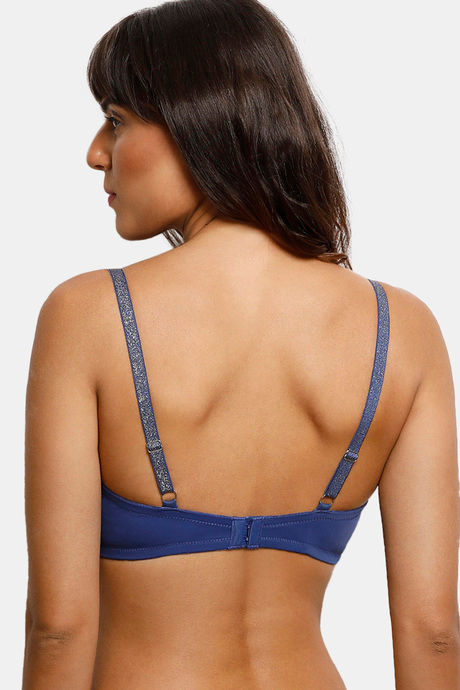 Zivame Glitter Straps Padded Non Wired 3/4th Coverage T-Shirt Bra - Navy — image 3