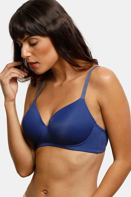Zivame Glitter Straps Padded Non Wired 3/4th Coverage T-Shirt Bra - Navy — image 4