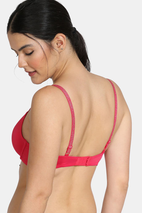 Zivame Glitter Straps Padded Wired 3/4th Coverage T-Shirt Bra - Dk Pink — image 2