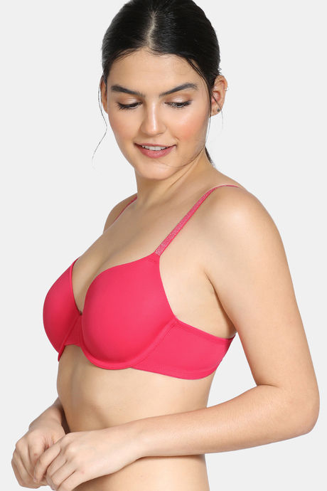 Zivame Glitter Straps Padded Wired 3/4th Coverage T-Shirt Bra - Dk Pink — image 3