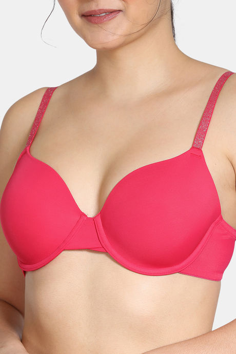 Zivame Glitter Straps Padded Wired 3/4th Coverage T-Shirt Bra - Dk Pink — image 4