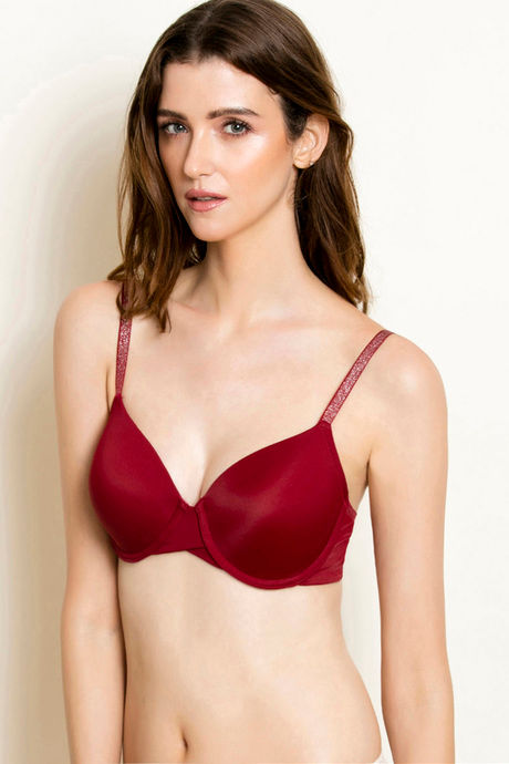 Zivame Glitter Straps Padded Wired 3/4th Coverage T-Shirt Bra - Maroon — image 3