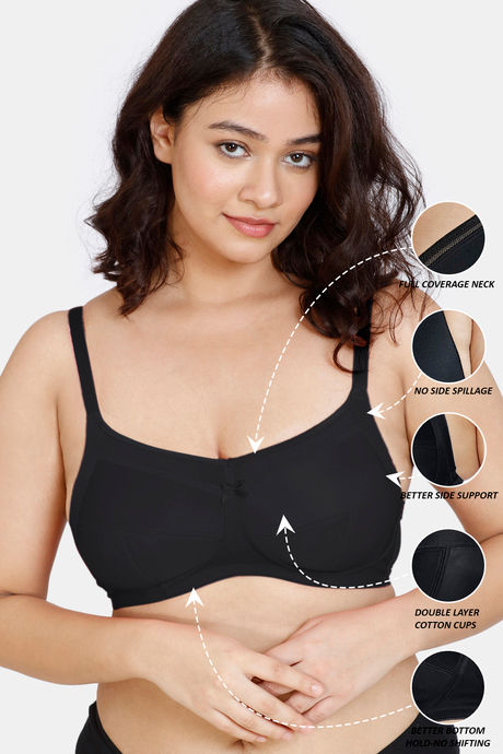 Zivame True Curv Double Layered Non Wired Full Coverage Super Support Bra - Anthracite — image 5