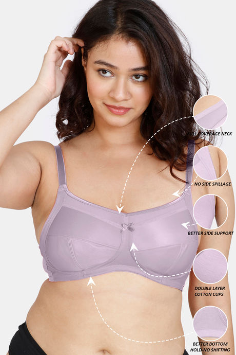 Zivame True Curv Double Layered Non Wired Full Coverage Super Support Bra - Elderberry — image 5