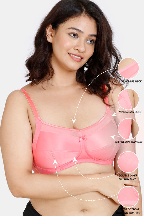 Zivame True Curv Double Layered Non Wired Full Coverage Super Support Bra - Strawberry Pink — image 5