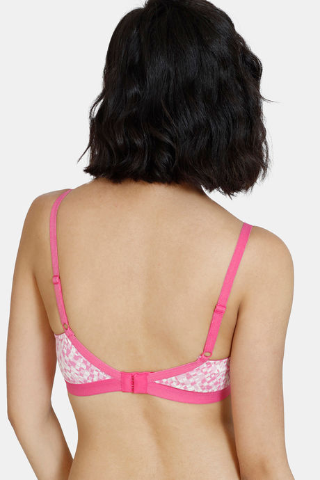 Zivame Mosaic Valley Double Layered Non Wired 3/4th Coverage T-Shirt Bra - Pink Print — image 3