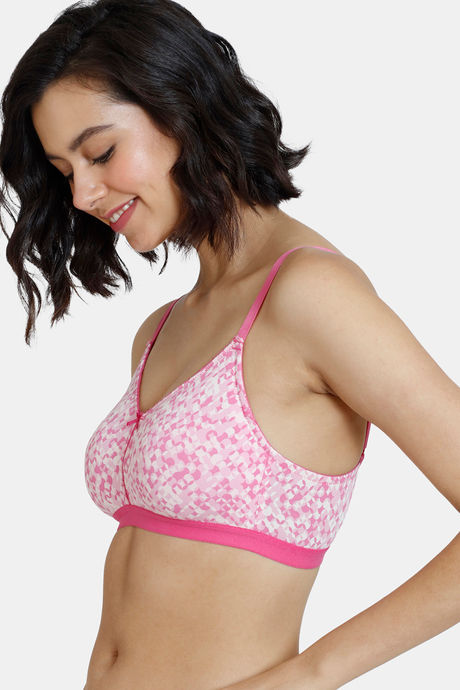 Zivame Mosaic Valley Double Layered Non Wired 3/4th Coverage T-Shirt Bra - Pink Print — image 4