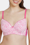 Zivame Mosaic Valley Padded Wired 3/4th Coverage T-Shirt Bra - Pink Print — thumbnail 4