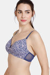 Zivame Mosaic Valley Padded Non Wired 3/4th Coverage T-Shirt Bra - Purple Print — thumbnail 3
