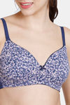 Zivame Mosaic Valley Padded Non Wired 3/4th Coverage T-Shirt Bra - Purple Print — thumbnail 4