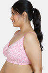ZIvame True Curv Mosaic Valley Double Layered Non Wired 3/4th Coverage T-Shirt Bra - Pink Print — thumbnail 3