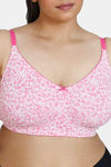 ZIvame True Curv Mosaic Valley Double Layered Non Wired 3/4th Coverage T-Shirt Bra - Pink Print — thumbnail 4
