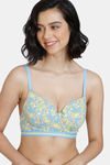 Zivame Vivacious Padded Wired 3/4th Coverage T-Shirt Bra - Blue Print — thumbnail 1
