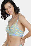 Zivame Vivacious Padded Wired 3/4th Coverage T-Shirt Bra - Blue Print — thumbnail 3