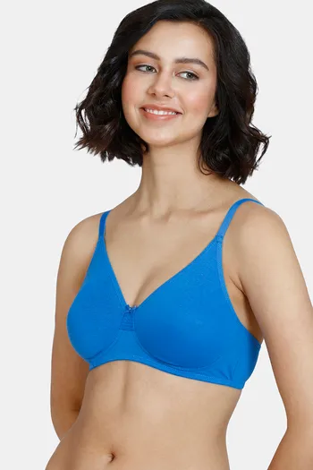 Buy Rosaline Women's Cotton Polyester Wired Casual T-Shirt Bra  (RO1165FASHABLUE0032D_Blue_32D) at
