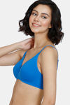 Zivame Snuggle Up Double Layered Non Wired 3/4th Coverage T-Shirt Bra - Princess Blue — thumbnail 3