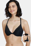 Zivame Serenade Padded Wired 3/4th Coverage Lace Bra - Anthracite — thumbnail 1