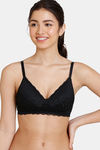 Zivame Serenade Double Layered Non Wired 3/4th Coverage Lace Bra - Anthracite — thumbnail 1