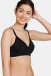 Zivame Serenade Double Layered Non Wired 3/4th Coverage Lace Bra - Anthracite — thumbnail 3