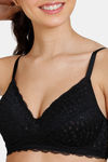Zivame Serenade Double Layered Non Wired 3/4th Coverage Lace Bra - Anthracite — thumbnail 4