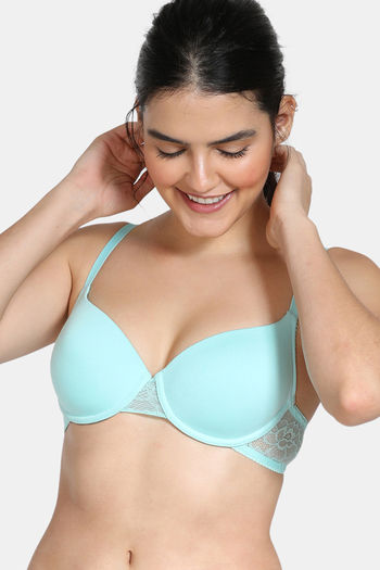 Zivame Beautiful Basics Padded Wired Medium Coverage T-Shirt Bra - Aruba Blue2