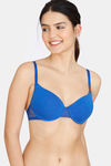 Zivame Beautiful Basics Padded Wired Medium Coverage T-Shirt Bra - Blue Lolite — thumbnail 1