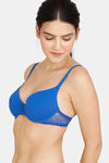 Zivame Beautiful Basics Padded Wired Medium Coverage T-Shirt Bra - Blue Lolite — thumbnail 4