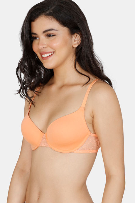 Zivame Beautiful Basics Padded Wired Medium Coverage T-Shirt Bra - Orange — image 4