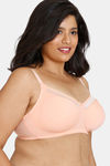 Zivame True Curv Pure Bliss Double Layered Non Wired Full Coverage Super Support Bra - Salmon — thumbnail 3