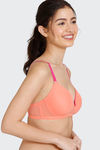 Zivame Sun-Kissed Padded Non Wired 3/4th Coverage T-Shirt Bra - Fresh Salmon — thumbnail 3