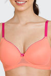 Zivame Sun-Kissed Padded Non Wired 3/4th Coverage T-Shirt Bra - Fresh Salmon — thumbnail 4
