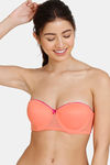 Zivame Sun-Kissed Padded Wired 3/4th Coverage Strapless Bra - Fresh Salmon — thumbnail 1