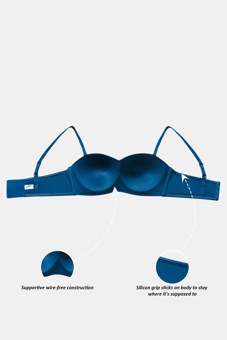 Zivame Innovation Padded Non Wired 3/4Th Coverage Strapless Bra - Sailor Blue — image 9