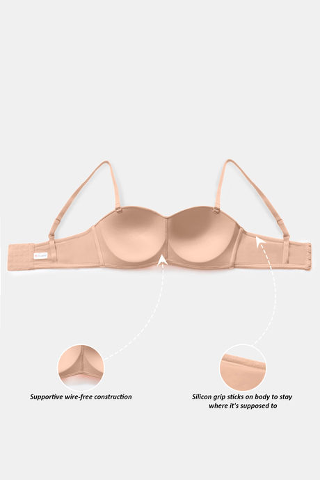 Zivame Innovation Padded Non Wired 3/4Th Coverage Strapless Bra - Skin — image 8