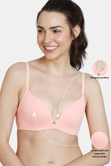 Zivame Innovation Push Up Non Wired Medium Coverage Bra - Peach Pearl — image 6