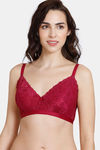 Zivame Beautiful Basics Double Layered Non Wired 3/4th Coverage Lace Bra - Raspberry Radiance — thumbnail 1