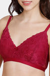 Zivame Beautiful Basics Double Layered Non Wired 3/4th Coverage Lace Bra - Raspberry Radiance — thumbnail 4