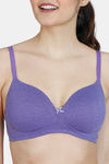Zivame Beautiful Basics Padded Non Wired 3/4th Coverage T-Shirt Bra - Purple Corallites — thumbnail 4