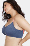 Zivame True Curv Beautiful Basics Double Layered Non Wired 3/4th Coverage Super Support Bra - Medieval Blue — thumbnail 3