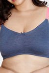 Zivame True Curv Beautiful Basics Double Layered Non Wired 3/4th Coverage Super Support Bra - Medieval Blue — thumbnail 4