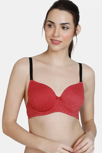 Zivame Beautiful Basics Padded Wired 3/4th Coverage T-Shirt Bra - Chilli Pepper