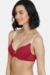 Zivame Beautiful Basics Padded Wired Medium Coverage T-Shirt Bra - Beet Red — thumbnail 3