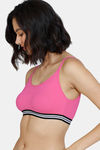 Zivame Beautiful Basics Double Layered Non Wired Full Coverage Slip-On Home Bra - Pink Cosmos — thumbnail 4